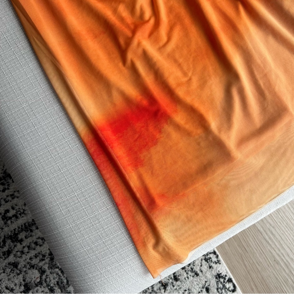 🧡💛NWT ZARA DRAPED PRINTED TULLE DRESS, SIZE L - Picture 7 of 10